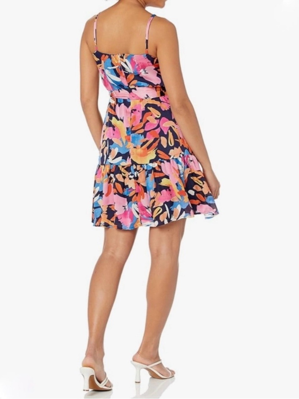 Nine West Colorful Spaghetti Strap Wrap  Floral Dress NWT - Picture 2 of 3